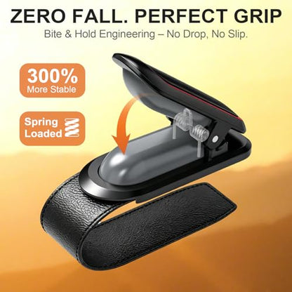 Sunglass Holder for Car, 2 Pack, Secure Metal Clip | One-Handed Operation, Gentle & Secure Hold, Silicone Padded, Universal Fits Sunglass and Car Visor