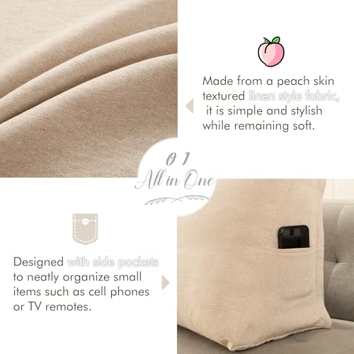 Triangular Comforter Storage Bag/Wedge Pillow Cover Linen Like - Multi-Use Pillow, Cushion & Bedding Insert Cover - Stuff with Clothes, Blankets for Extra Storage (26.7x20.5x10.2 In, Beige)