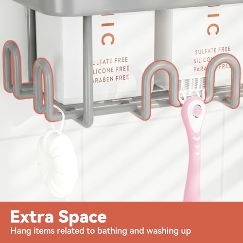 Shower Caddy Adhesive, Rustproof Shower Organizer, Wall Shower Rack | Large Capacity Shower Shelves for Inside Shower, No Drill Shower Storage, Shampoo Shower Holder, Bathroom Shower Shelf