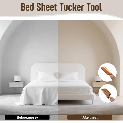2PCS Mattress Lifter and Bed Sheet Tucker Tool Set, Upgraded Acacia Wood | Mattress Lifter Wedge and Bed Maker Tool, Reusable, Comfort Grip and Lever-Action Lift for Tuck Sheets or Bed Skirts