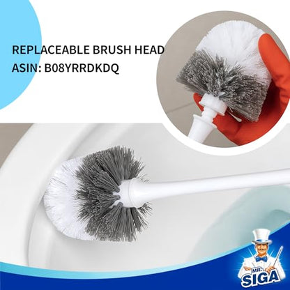 MR.SIGA Toilet Plunger and Brush with Holder for Toilet Cleaning, White | Heavy duty toilet brush and plunger set, plunger toilet brush combo