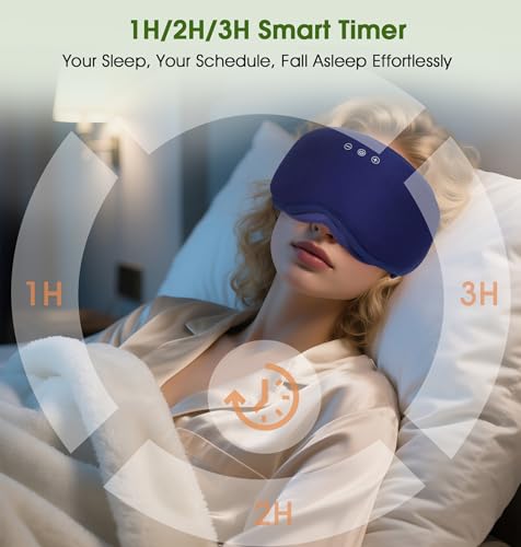 LC-dolida Bamboo Cotton Bluetooth Sleep Mask, 2 in 1 3D Soft Sleep Mask with Sleep Headphones, Sleep Eye Mask with Timming Setting, Blackout Sleeping Mask for Side Sleepers, Women Men, Navy