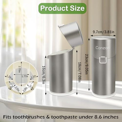 Toothbrush Holders for Bathrooms, Travel Toothbrush Organizer Toothbrush and Toothpaste Holders, 5 Slots Tooth Brushing Holder with Cover for Bathroom Countertop Organizer