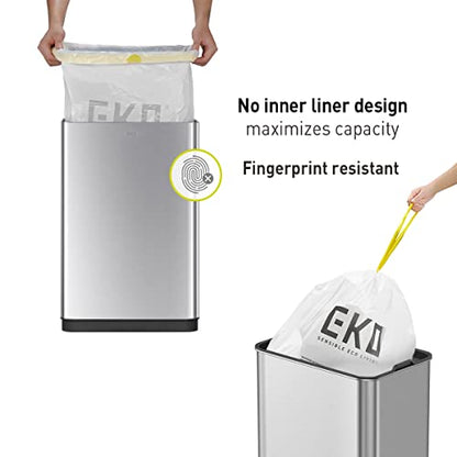 EKO Mirage-T 50 Liter / 13.2 Gallon Touchless Rectangular Motion Sensor Trash Can or Recycling Bin, Brushed Stainless Steel Finish