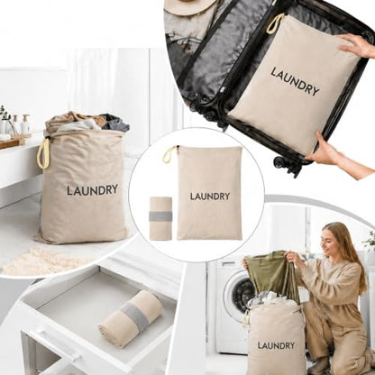 23.6" x17.3" Dirty Clothes Bag for Traveling and Camping | Travel Laundry Bags with Zipper,Hand Strap,Portable,Washable,Travel Dirty Clothes Bag