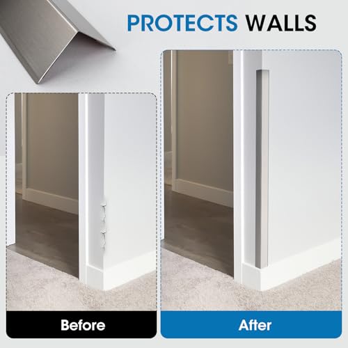 Stainless Steel Wall Corner Guards, 2 x 2 x 48 inches (2 Pcs Pack). Made of 304 Steel, These 90-Degree Angle Metal Corner Protectors are Designed for Wall Protection and Decoration