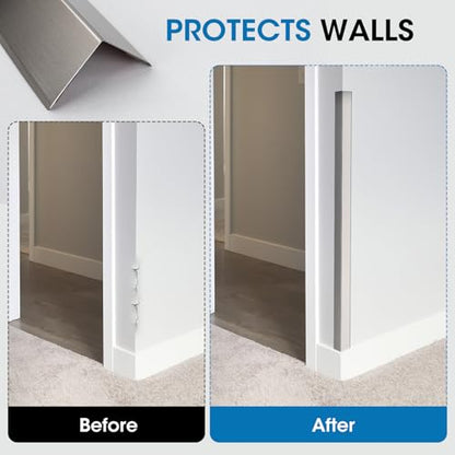 Stainless Steel Wall Corner Guards, 2 x 2 x 48 inches (2 Pcs Pack). Made of 304 Steel, These 90-Degree Angle Metal Corner Protectors are Designed for Wall Protection and Decoration