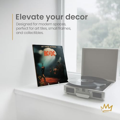 KINGDOM SOLUTIONS MADE IN USA 4-Pack Adjustable Acrylic Easels - Plate Stand - Sturdy Book Stand for Art, Pictures, Plates, Frames - Unique on the Market