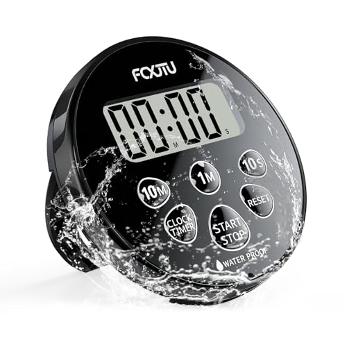 Digital Waterproof Shower Timer, Magnetic Bathroom... (Dark Black | Plastic)