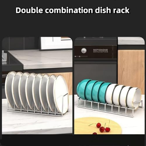 Dish Rack Plates Holder 2 Pack set, Plate organize... (Green, White | Stainless Steel)