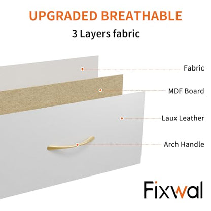 Fixwal Tall Narrow White Dresser for Bedroom, Storage Dresser Organizer in Closet with 7 Fabric Drawers, Nightstand for Dorm