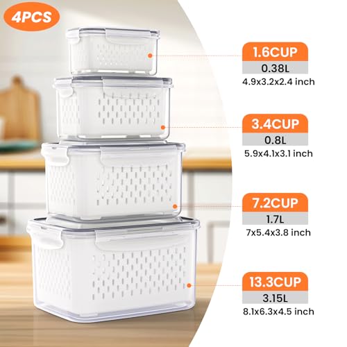 8 Pieces Fruit Storage Containers for Fridge with... (Plastic)