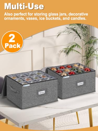 Wine Glass Storage Box for 24 Glasses, Hard Shell Stackable Moving Case | Hard shell side and bottom support with padded dividers for crystal glasses, stemware and drinkware; stackable for moving