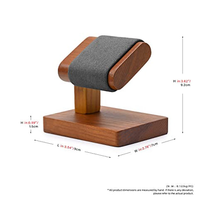 Solid Wood Single Watch Display Stand Wristwatch Holder Grey | with soft microfiber cushion, scratch-resistant protective design for home storage, retail display and watch photography