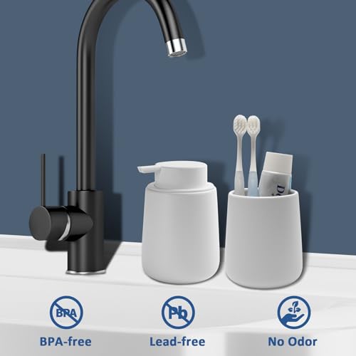 Soap Dispenser Ceramic with Easy-to-Press Pump Hand Lotion Liquid Dispenser for Shampoo Bathroom Kitchen 12 oz White