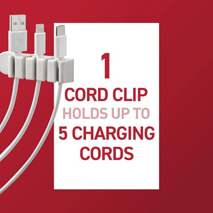 Command 5-Cord Clip Organizer, 4 Clips, 8 Medium Strips | Command Strips Cord Organizer, keeps Cables Out of Sight, Damage Free Hanging, No Tools, Removes Cleanly