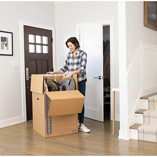 Bankers Box 3-Pack Tall Wardrobe Moving Boxes, 24" x 24" x 40" | Move hanging clothes from closet to truck with wardrobe boxes that reduce folding, wrinkles, and repacking.