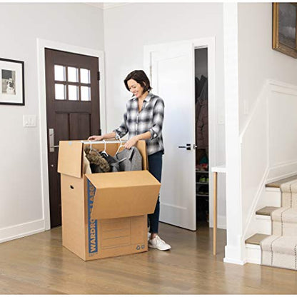 Bankers Box 3-Pack Tall Wardrobe Moving Boxes, 24" x 24" x 40" | Move hanging clothes from closet to truck with wardrobe boxes that reduce folding, wrinkles, and repacking.