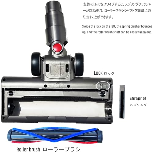 Large Roller Vacuum Cleaner Head Replacement for Dyson V7 V8 V10 V11 V15 Hardwood Floor Roller Brush Motor Head Attachments with 4 LED Lights [v10 slim, v12, sv18, Ball Series Not Compatible]