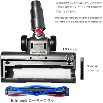 Large Roller Vacuum Cleaner Head Replacement for Dyson V7 V8 V10 V11 V15 Hardwood Floor Roller Brush Motor Head Attachments with 4 LED Lights [v10 slim, v12, sv18, Ball Series Not Compatible]