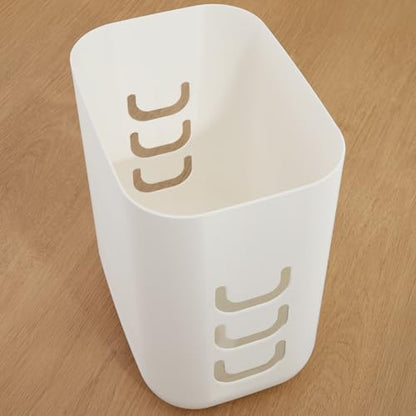STORi Luup Trash Can (White) - Reuse Grocery Bags - Plastic Garbage Container for Bathroom, Vanity, Laundry Room, Kitchen, Office, Garage - 2.5 Gallon Wastebasket with Hooks to Secure Trash Bags