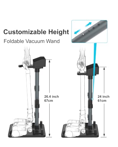 Cordless Vacuum Stand, Height-Adjustable Stick Vacuum Standing Dock Station, 7 Accessory Holders Attachments Organizer and Storage Box (Max. 1.8" Vac Wand)
