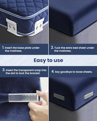 Bed Sheet Holders for Corners Keep Sheets Firm & Tight of 4PCS - Heavy Duty Sheets Fasteners Open Corner Design for Fit Various Mattresses - Foldable for Convenient Storage