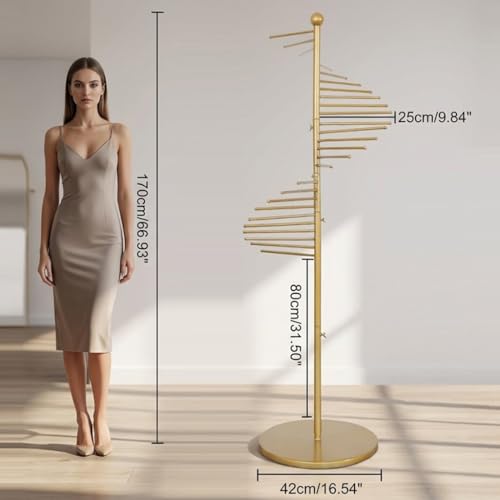 Scarf Rack Free Standing, Metal Spiral Hijab Stand, 30 Rods | Commercial Scarf Holder for Multiple Scarves Hat Belt Pants, 42x170cm/17x67in Space Saving Organizer