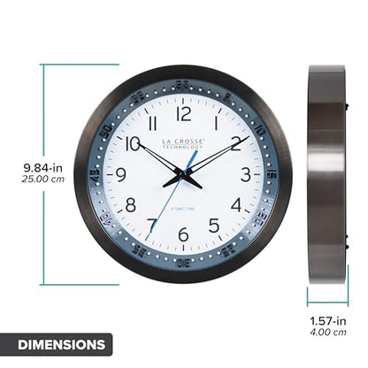 La Crosse Technology Atomic Wall Clock, Metal, 10" (404-54667)