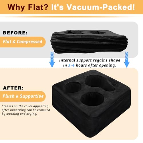 Couch Cup Holder Pillow Tray & Caddy - for Sofa, Bed, Car, Man Cave | Keep Drinks at Hand & Spill-Proof Accessories for New Parents, Camping, Park, Boat, Beach -Black