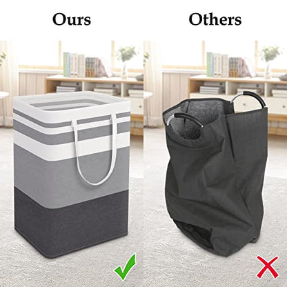 StorageRight Laundry Basket Hamper, 75L Collapsible Clothes Storage, Grey | Freestanding Clothes Hampers, Foldable design, with Easy Carry Handles, For Laundry, Bedroom, Dorm, Clothing, Towels, Toys