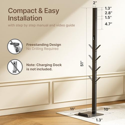 Vacuum Stand Compatible with Dyson G5 V16 V15 NEC180 280TL, Black | for V12 V11 V10 V9 V8 V7, S11 A10 A11, Cordless Vacuum Holder with 8 Storage Hooks, Accessories & Attachments Organizer