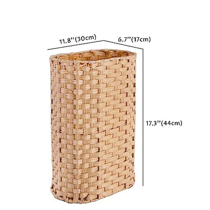 PEMAR Wicker Umbrella Holder, Hand Woven Umbrella Stand Basket Decorative Cane Holder Rack for Home, Entryway Multipurpose Narrow Tall Basket (Natural)
