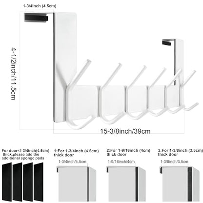 WEBI Over the Door Hooks,Over Door Towel Rack,Door Hanger,Door Coat Hanger,Over the Door Coat Rack,Door Hooks for Hanging Clothes,Back of Door,White