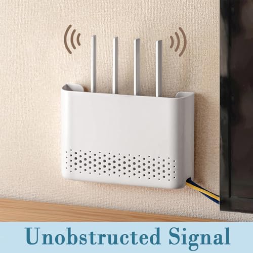 WiFi Router Storage Box Wall Mounted, Heat Dissipation Cable Organizer | Durable ABS, Heat Dissipation Vents, Cable Concealment, No-Drill Install, Space-Saving, Fits Routers & Modems Home Office