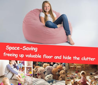 Bean Bag Cover for Organizing Plush Memory Foam Stuffed Animal Bean Bag Storage Soft Washable Premium Corduroy Organizer Keep Room Clutter Stuffable (Without Filling) X-Large