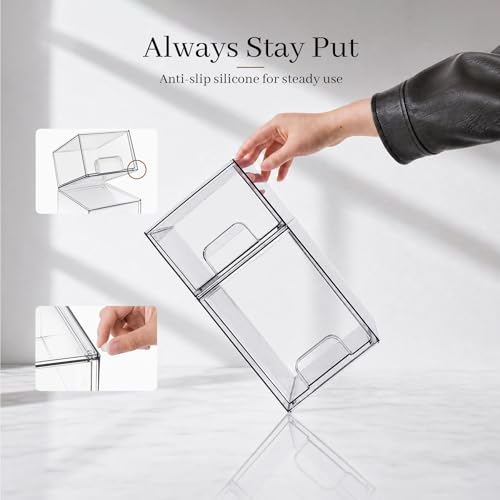 Clear Stackable Storage Drawers, Baby Bottle Organizers, Easily-Access Makeup Organizer, Durable Containers for Bathroom Countertop, Pantry and Medicine Cabinet Organizer