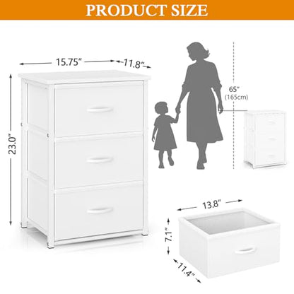 2-Pack Stackable Storage Drawers (6 Drawers Total), White Closet Organizer with Wooden Top & Metal Frame, Freestanding or Stackable Dresser for Bedroom, Living Room, Under Bed