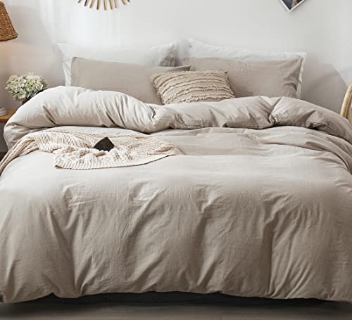 MooMee Duvet Cover Set 100% Washed Cotton Linen Like King | Relaxed Linen-like Texture. Soft, Breathable & Long-lasting Comfort. Lightweight. Hidden Zipper with 8 Interior Corner Ties