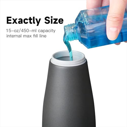 AIKE 15oz Liquid Soap Dispenser for Dish and Hand Soap Matte Black | Easy Push Durable Pump, No-Slip Base with Clear Liquid Window, Easy Refill Wide Opening, for Kitchen Sink and Bathroom