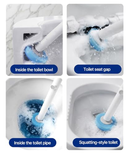 Disposable Toilet Brush and Holder Set with 16 Refills for Bathroom | Disposable Toilet Cleaning System,Toilet Wand Kit,Wall-Mounted or Floor-Standing Holder Toilet Cleaning Stick Touch Free