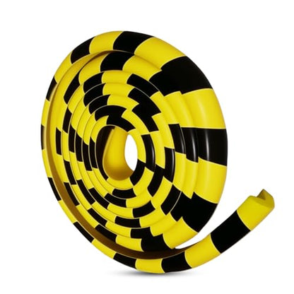 Wall Edge Corner Guards 196.9in (5m), Yellow & Black Foam Protector Padding with Self Adhesive Backing for Garage Walls, Shelves, Corners & Equipment Protection