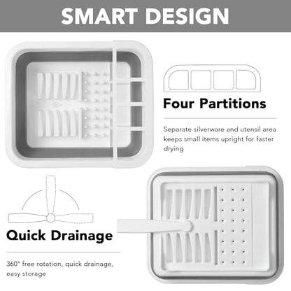 Tiawudi Collapsible Dish Drying Rack, Pop Up Dinnerware Drainer, Portable Plate Organizer for Kitchen RV Campers Travel Trailer, Space Saving Kitchen Storage Tray