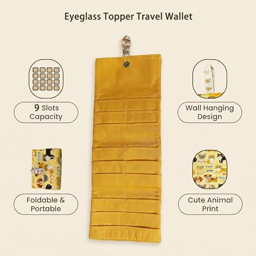 Eyeglass Topper Travel Wallet - 9-Slot Eyewear Organizer for Eyeglass Toppers & Accessories Portable Storage for Travel & Daily Use