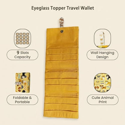 Eyeglass Topper Travel Wallet - 9-Slot Eyewear Organizer for Eyeglass Toppers & Accessories Portable Storage for Travel & Daily Use