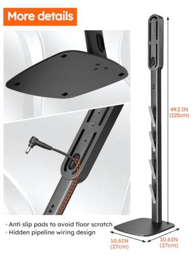 Vacuum Stand for Dyson Gen5 V16 V15 V12 V11 V10 V8 V7 V6 | Dyson Exclusive, No Drilling, Metal Construction, 4 Hooks, Hidden Cord Design, Vacuum Accessory Organization, Dark Gray