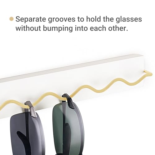 Mkono Wall Sunglass Organizer, Wood Hanging Glasses Holder Storage 2 Pack | Space Saving, Holds 8 Eyewear Pairs, Eyeglass Display, Easy to Install, for Entryway Bedroom Living Room Girl Room Gift Ideal