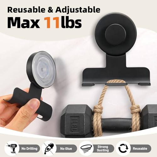 Razor Holder for Shower, Stainless Steel No-Drill Shaver Hook | Heavy-duty damage-free on tiles/glass; Holds razor/shaver, towel & loofah; Reusable, rust-resistant; 2Pcs Matte Black