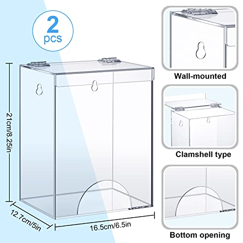 2 Pcs Acrylic Dispenser for Hairnet, Emesis Bags, Wall Mount Clear Acrylic Face Mask Holder for Beard Nets, Safety Glasses, Shoe Covers