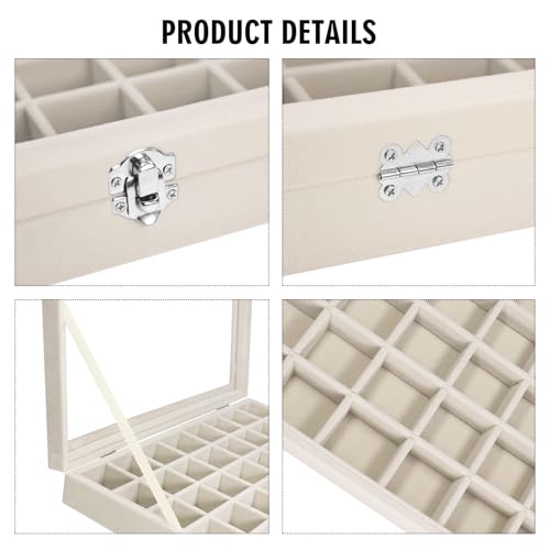 Vicoter Velvet Jewelry Tray 48 Compartments Jewelry Display Organizer with Transparent Cover Rings, Earrings, Necklaces, Pendants Storage Box for Girls, Wives, Mothers, Women